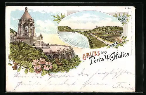 Lithographie Porta Westfalica, Panorama