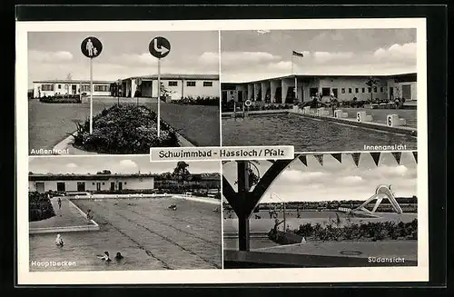 AK Hassloch / Pfalz, Blick in das Schwimmbad