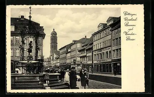 AK Göttingen, Gänselieselbrunnen und Weenderstrasse