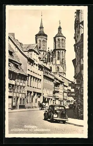 AK Göttingen, Johannisstrasse mit Johanniskirche