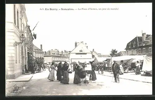 AK Sancoins, La Place d`Armes, un jour de marchè