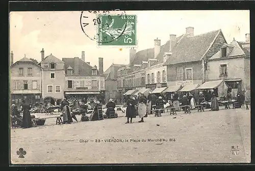 AK Vierzon, La Place du Marchè au Blè