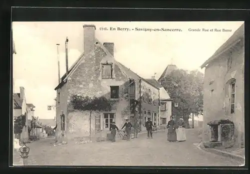 AK Savigny-en-Sancerre, Grande Rue et Rue Basse