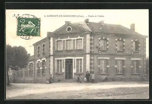 AK Savigny-en-Sancerre, Ecole et Mairie