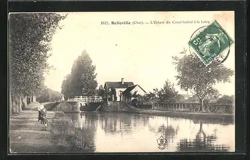 AK Belleville, L`Ecluse du Canal latèral à la Loire