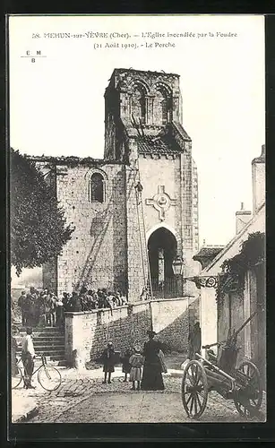 AK Mehun-sur-Yèvre, L`Èglise incendièe par la Foudre