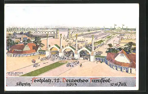 Künstler-AK Leipzig, XII. Deutsches Turnfest 1913, Der Festplatz