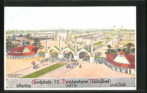 Künstler-AK Leipzig, XII. Deutsches Turnfest 1913, Der Festplatz