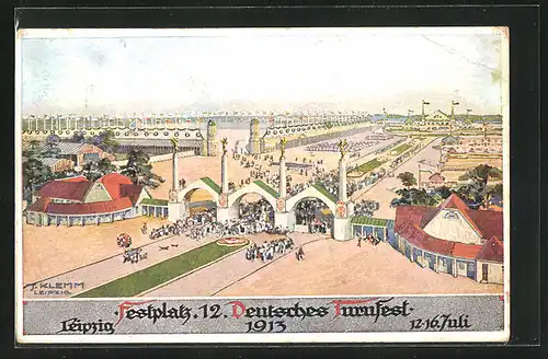 Künstler-AK Leipzig, XII. Deutsches Turnfest 1913, Der Festplatz