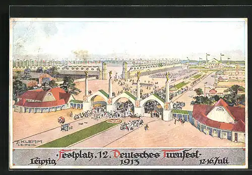 Künstler-AK Leipzig, XII. Deutsches Turnfest 1913, Der Festplatz