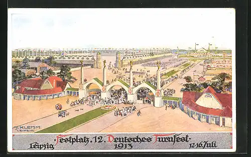 Künstler-AK Leipzig, XII. Deutsches Turnfest 1913, Der Festplatz