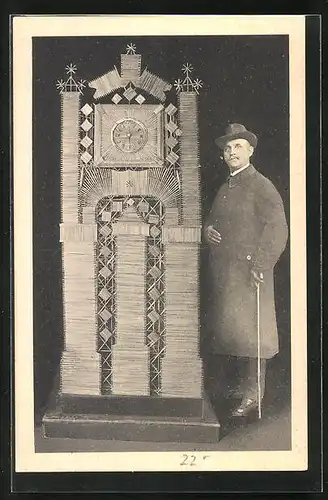 AK Goslar a. H., Kunstuhr aus Strohhalmen gefertigt, August Lehrke
