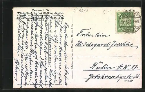 AK Meerane, Wilhelm-Wunderlich-Park