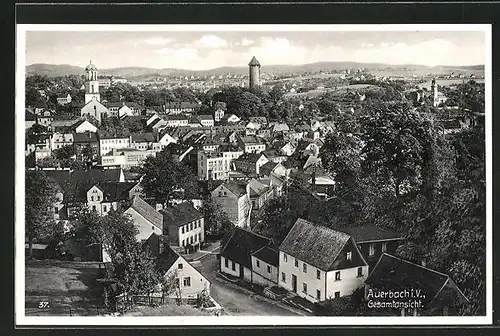 AK Auerbach i. V., Gesamtansicht aus der Vogelschau