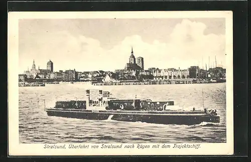 AK Stralsund, Überfahrt von Stralsund nach Rügen mit dem Trajektschiff