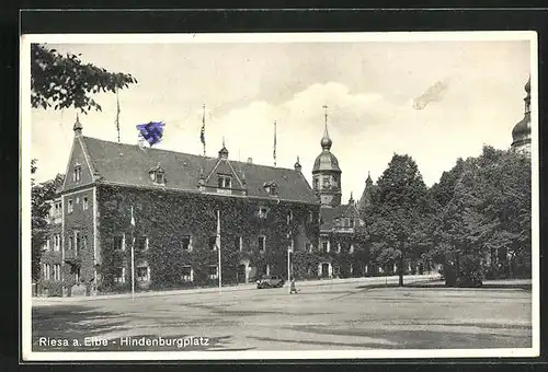 AK Riesa a. Elbe, Hindenburgplatz