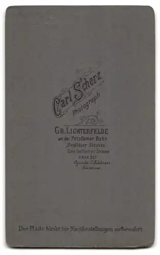 Fotografie Carl Scherz, Gr. Lichterfelde, Steglitzer Str., Portrait stattlicher Herr mit Schnurrbart