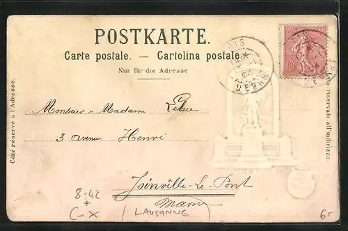 Präge-AK Lausanne, Chocolat Kohler, Major Davel, Wappen