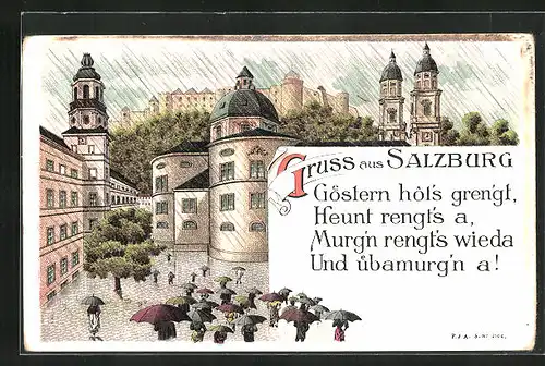 AK Salzburg, Stadt bei Dauerregen