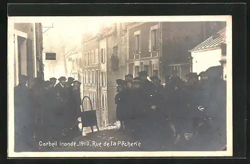 AK Corbeil, Inonde 1910, Rue de la Pecherie