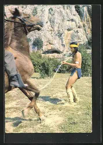 AK Winnetou in einer Szene aus Winnetou I. Teil, Filmszene