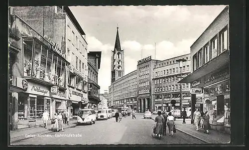 AK Gelsenkirchen, belebte Bahnhofstrasse