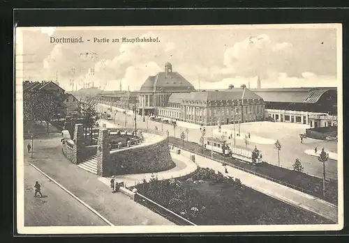 AK Dortmund, Hauptbahnhof mit Strassenbahn