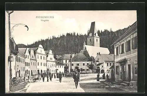AK Rosenberg, belebter Ringplatz