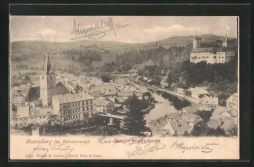 AK Rosenberg / Böhmerwald, Panoramablick auf Stadt mit Schloss