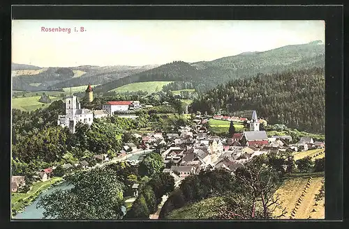 AK Rosenberg i. B., Panoramablick aus der Vogelschau