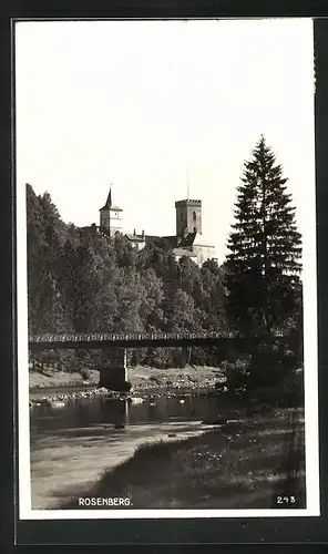 AK Rosenberg, Partie mit Brücke am Schloss