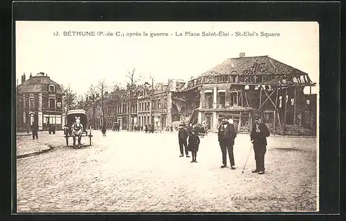 AK Bethune, La Place Saint-Eloi, apres la Guerre