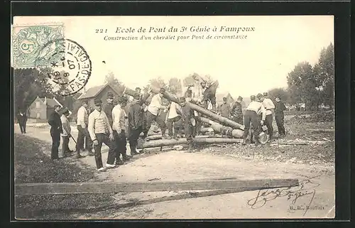 AK Fampoux, Ecole de Pont du 3e Genie, Construction d` un chevalet pour Pont de circonstance