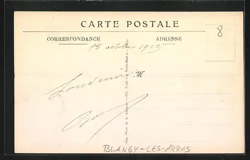 AK Blangy-les-Arras, La Poste et Telegraphe