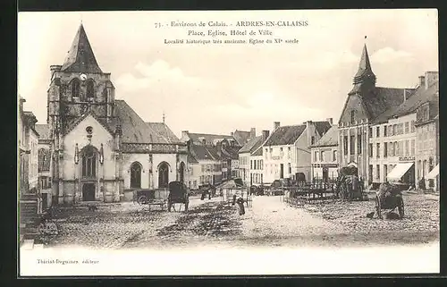 AK Ardres-en-Calaisis, Place, Eglise, Hotel de Ville