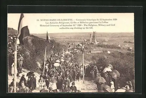 AK Notre-Dame-de-Lorette, Cérémonie historique 1920, les Autorités Religieuses, Civiles et Militaires