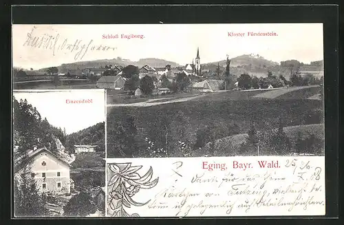 AK Eging / Bayr. Wald, Panorama mit Schloss Englburg & Einzendobl