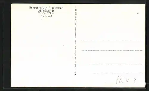 AK München, Exerzitienhaus Fürstenried, Speisesaal