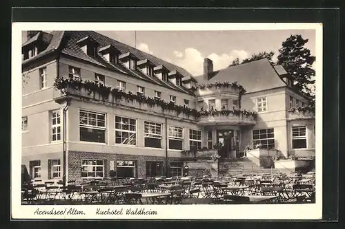 AK Arendsee / Altm., Kurhotel Waldheim mit Terrasse