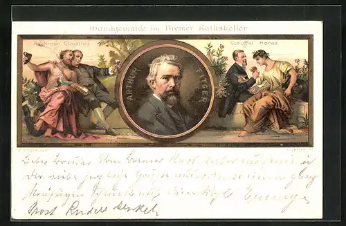 AK Bremen, Wandgemälde im Rathskeller