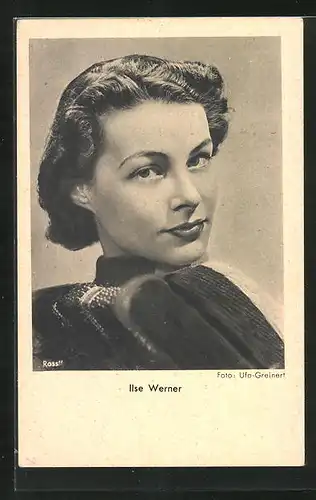 AK Schauspielerin Ilse Werner mit toller Frisur zur Seite blickend