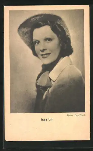 AK Schauspielerin Inge List im Kostüm einer Filmrolle