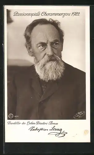 AK Oberammergau, Passionsspiele 1922, Sebastian Lang -Darsteller des Hohen Priesters Annas