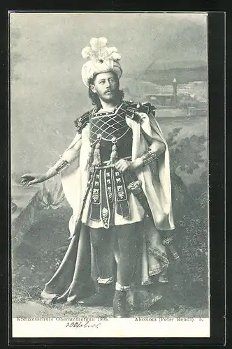 AK Passionsspiele, Kreuzesschule Oberammergau 1905, Peter Rendl als Absolom