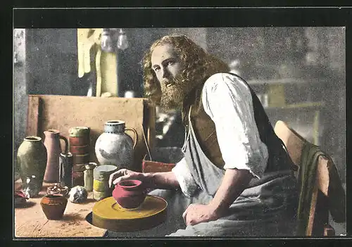 AK Oberammergau, Passionsspiele, Christus-Darsteller Anton Lang in seiner Werkstatt