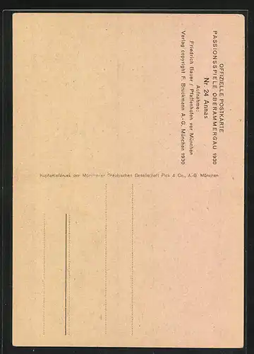 AK Oberammergau, Passionsspiele 1930, Anton Lechner als Annas-Darsteller