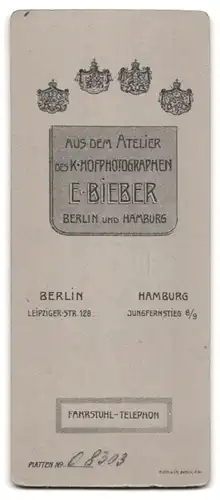 Fotografie E. Bieber, Berlin, Leipziger-Strasse 128, Knabe im Matrosenanzug