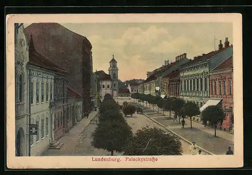 AK Lundeburg, Palackystrasse aus der Vogelschau