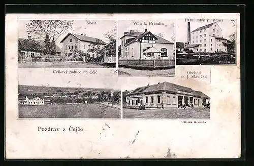AK Cesc, Villa L. Brandta, Obchod p. J. Slavicka, Skola
