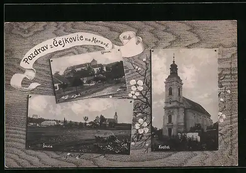 AK Ceskovice, Zamek, Skola, Kostel